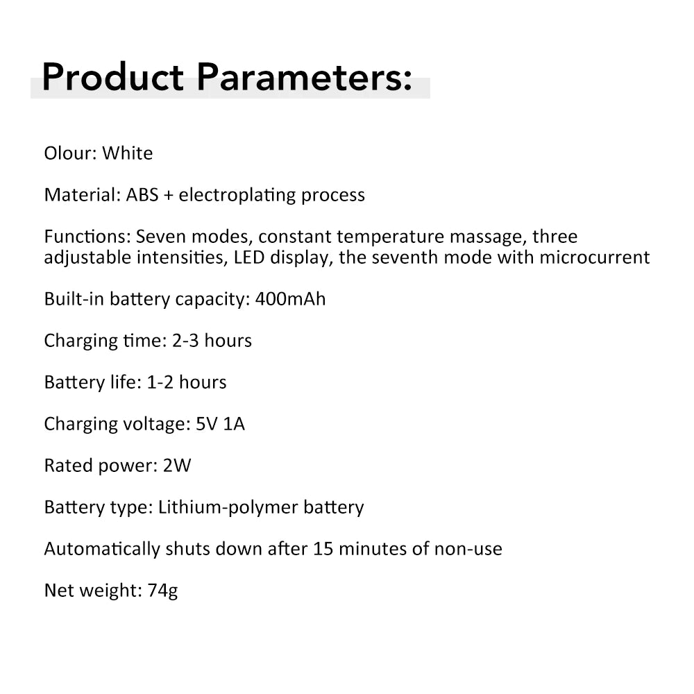 Appareil de lifting facial EMS à 7 modes de lumière pour raffermissement de la peau électrique