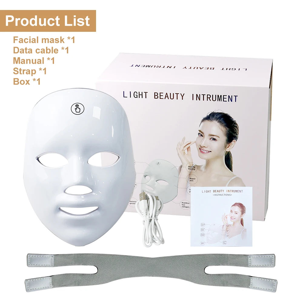 7 Colors Face Skin Rejuvenation Acne LED Facial Mask - Eclaya