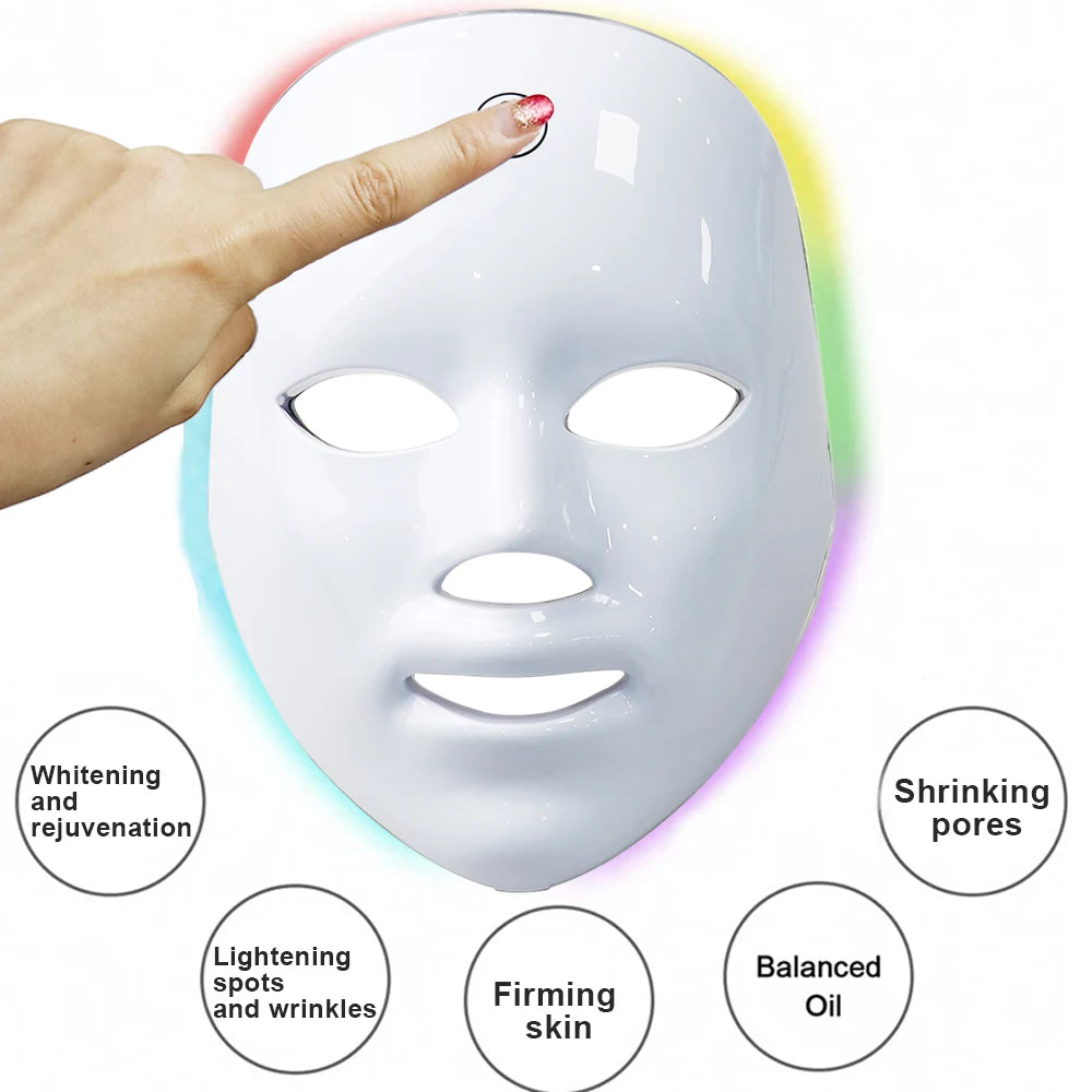 7 Colors Face Skin Rejuvenation Acne LED Facial Mask - Eclaya