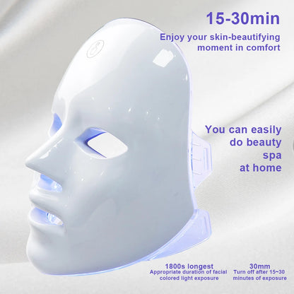 7 Colors Face Skin Rejuvenation Acne LED Facial Mask - Eclaya