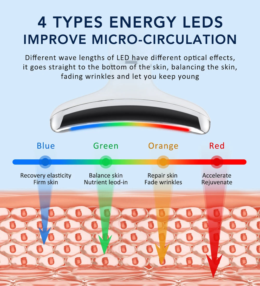 Appareil de lifting facial EMS à 7 modes de lumière pour raffermissement de la peau électrique