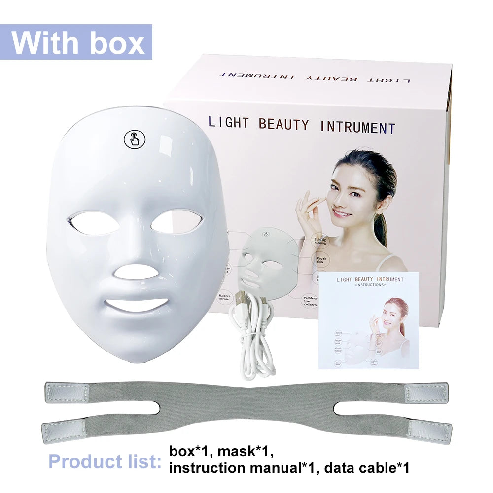 7 Colors Face Skin Rejuvenation Acne LED Facial Mask - Eclaya